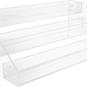 3-Tier Acrylic Spice Rack Organizer Clear Tiered Spice Rack Seasoning Organizer for Countertop, Cabinet, Pantry, Kitchen Storage, 12x6.3x5.2 Inch
