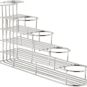 5 Tier Stainless Steel Bottle Wire Rack - Perfect for Home, Kitchen, Office, Garage, Residential, Or Commercial Use - Space Saving, Dishwasher Safe (Silver)