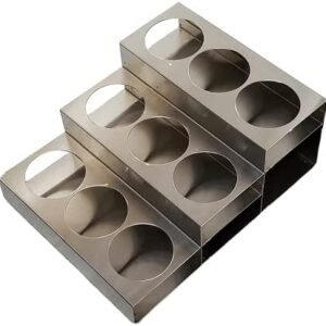 3-Tier Stainless Steel 9 Bottle Coffee Syrup Wire Rack Fifths – Shelves for Wine or Condiments - Durable Storage Organizer for Home, Kitchen, Office, Garage, or Commercial Use (Silver)