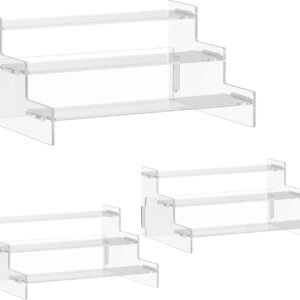 3pcs Acrylic Spice Rack Stand, Clear 3 Tier Condiment Bottle Shelf Vanity Organizer, Spice Organization for Cabinet, Counter, Organizer Shelf, Versatile Storage Shelf for Kitchen, Bathroom, Bedroom