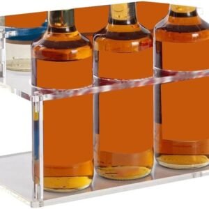 Acrylic Coffee Syrup Organizer Two Tier Rack Holds Syrup Bottles Jams Condiments Liquors Clear Display Sturdyfor Kitchen Bar Restaurant Wedding Black Transparent(transparent)
