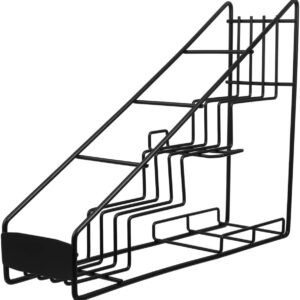 Coffee Syrup Rack, Stainless Steel Spice Shelf Organizer Syrup Bottle Rack, Coffee Bar Organizer Holds 4 Bottles Kitchen Storage Organization, 16.92 X 12.59 X 3.93 Inches (Black)