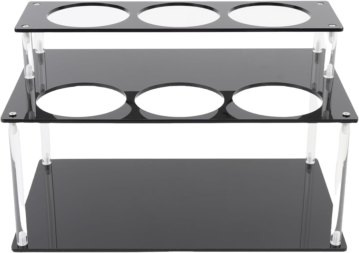 Acrylic Coffee Syrup Organizer, 12.6 x 7.5 x 7.1in 2 Tier Coffee Syrup Rack with Stable Positioning Rings for Kitchen Bar Restaurant Holds 6 Syrup Bottles Wine, Condiments