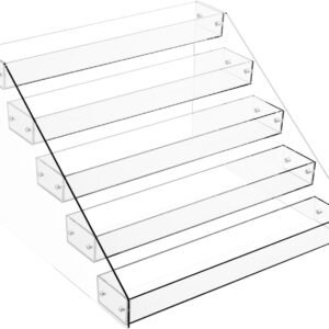 Tiered Spice Rack Acrylic, 5 Tier Clear Spice Rack Organizer for Cabinet, Vertical Spice Rack Shelf Durable Kitchen Seasoning Organizer for Countertop, Cabinet, Pantry, Kitchen Storage (5 Tier)