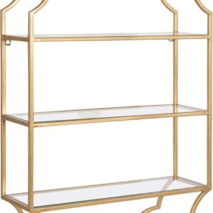 Wave Pattern Three-Tier Wall Shelf (Gold 20x32 inches) – Decorative Wall Storage