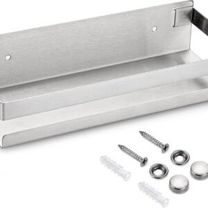 10 Inch Bathroom Shower Shelf Stainless Steel Bath Kitchen Basket Shower Caddy Rack, Rust Proof Metal Bathroom Storage Floating Shelves Wall Mounted Shower Corner Rectangular Shelf (Silver)