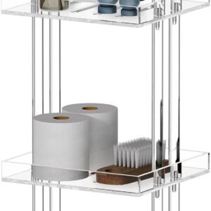 Acrylic Floor Standing Shower Rack (Three Tiers, Transparent with Handles) – Corner Storage, Space Saving