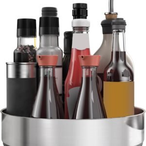 Lazy Susan Turntable Spice Rack Organizer for Kitchen Cabinet, Storage Tray for Fruit, Snacks, Salad - Organizer for Cupboard, Pantry, Bathroom, Table, Cosmetic (Silver, 7 1/2‘’)