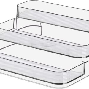 Acrylic Spice Rack, No Assembly Clear 3 Tier Condiment Bottle Shelf Vanity Organizer for Cabinet Kitchen Bathroom (1pcs)