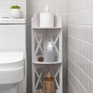 Bathroom storage rack, floor-standing, multi-tiered, bathroom storage shelf.