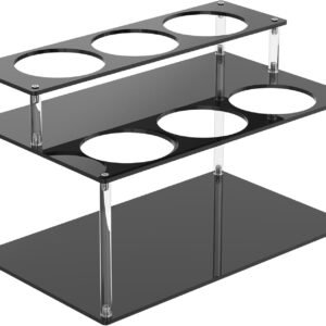 Acrylic Coffee Syrup Organizer, 2 Tier Coffee Syrup Rack With 6 Bottle Capacity, Stable Bottle Holder Standfor Bar Wine Kitchen Countertop Condiment Bottles Space Saving