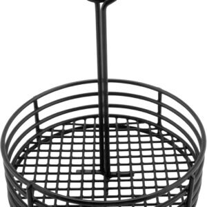 Black Round Stainless Steel Condiment Caddy Iron Polyethylene Coated Table Caddies Collection, 7.5"