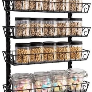 Adjustable Wall Mount Spice Rack, 9-Tier Dual-use (Multi-use) Organizer, Black