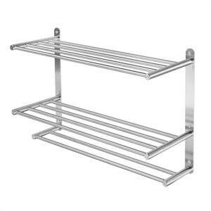 Three-Tier Stainless Steel Towel Rack (24 inches, Brushed Finish) – Wall-Mounted Bathroom Storage