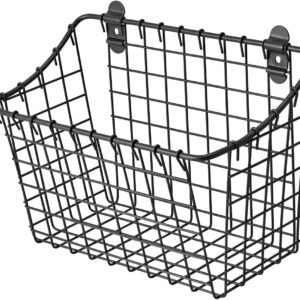 Wall Mounted Iron Spice Rack – Grey Painted Kitchen Wall Shelf & Seasoning Organizer for Jars, Condiments & Spices – 26.5cm W × 14cm D × 18.5cm H Floating Pantry Storage Rack with Screw Mount