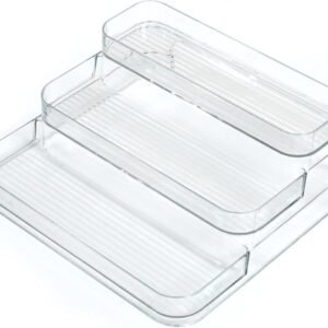 3-Tier Acrylic Spice Rack Organizer for Cabinet and Kitchen – Cabinet & Countertop Storage for Spices, Seasonings, Pantry, Perfume & Medicine (1 Pack)