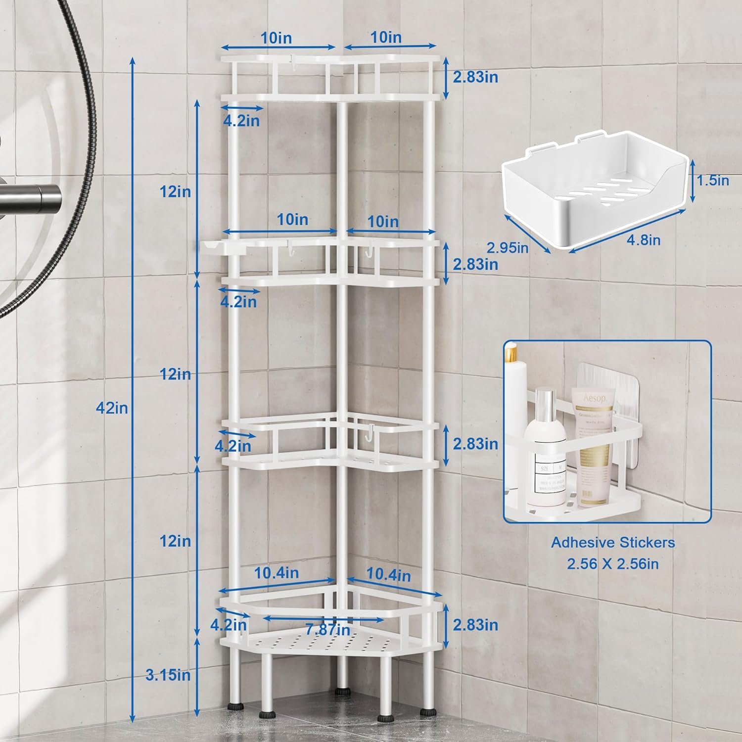 Minimalist bathroom storage rack, white vanity organizer, versatile style. - Image 2