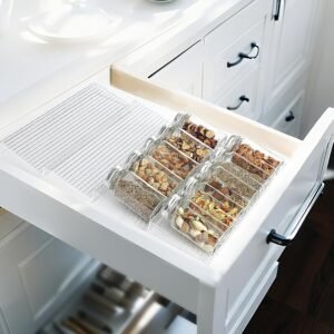 Spice Organizer for Drawer, 4 Pcs Clear Acrylic Drawer Seasoning Organizer, Expandable From 11'' to 22'' Spice Drawer Organizer, Ideal for Kitchen Spice Organization (Jars not included)