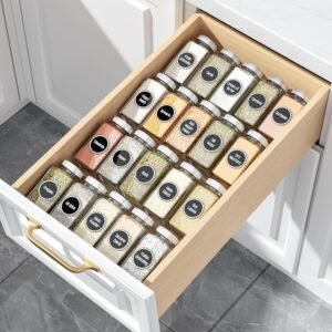 Clear Acrylic Spice Drawer Organizer, 4 Tier- 1 Set Seasoning Jars Drawers Insert, Kitchen Spice Rack Tray for Drawer/Countertop (Jars not included)